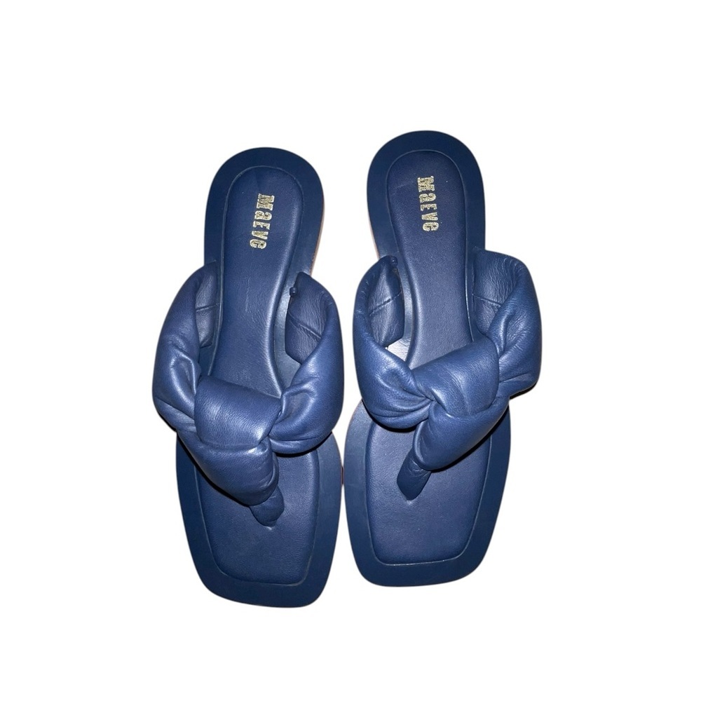 ANTHROPOLOGIE MAEVE Puffy Knotted Sandals Navy Blue Size Women’s 6​ - Picture 3 of 5